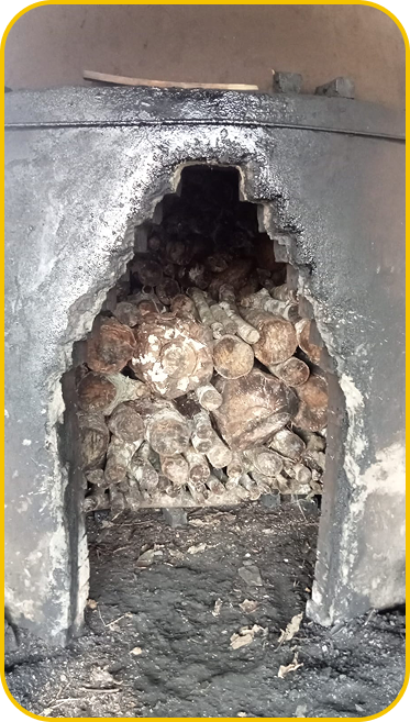 Wood loaded into furnace
